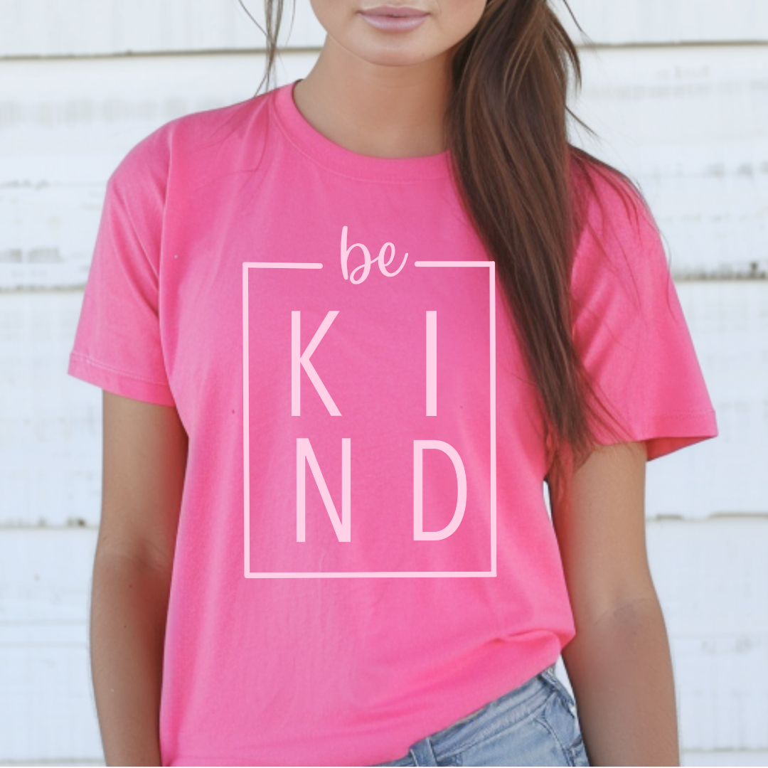 Adult Pink T-shirt - BE KIND