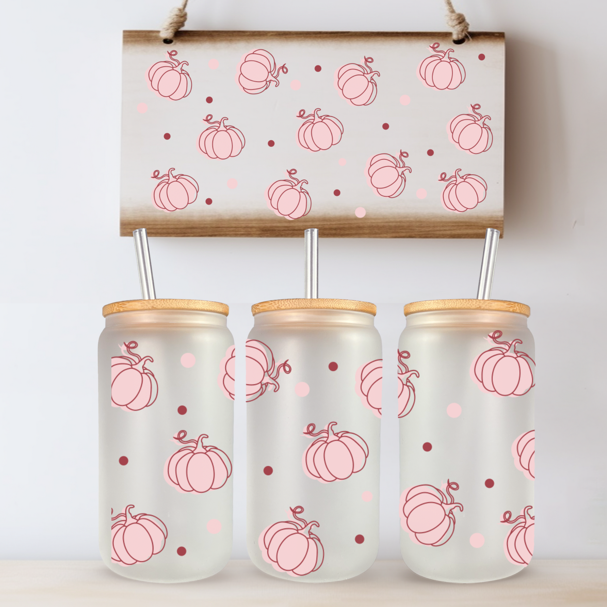 pink Pumpkin glass cup