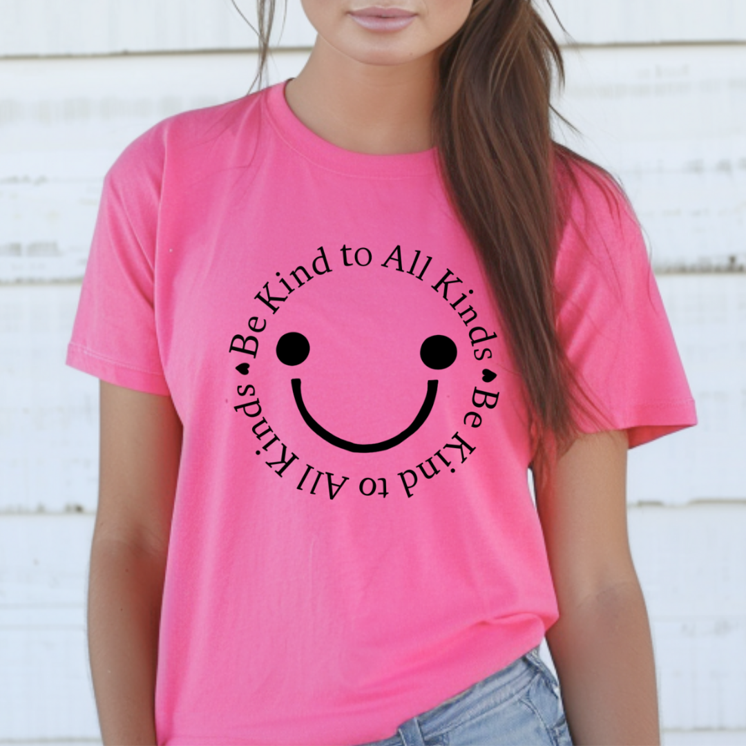 Adult Pink T-shirt - happy face