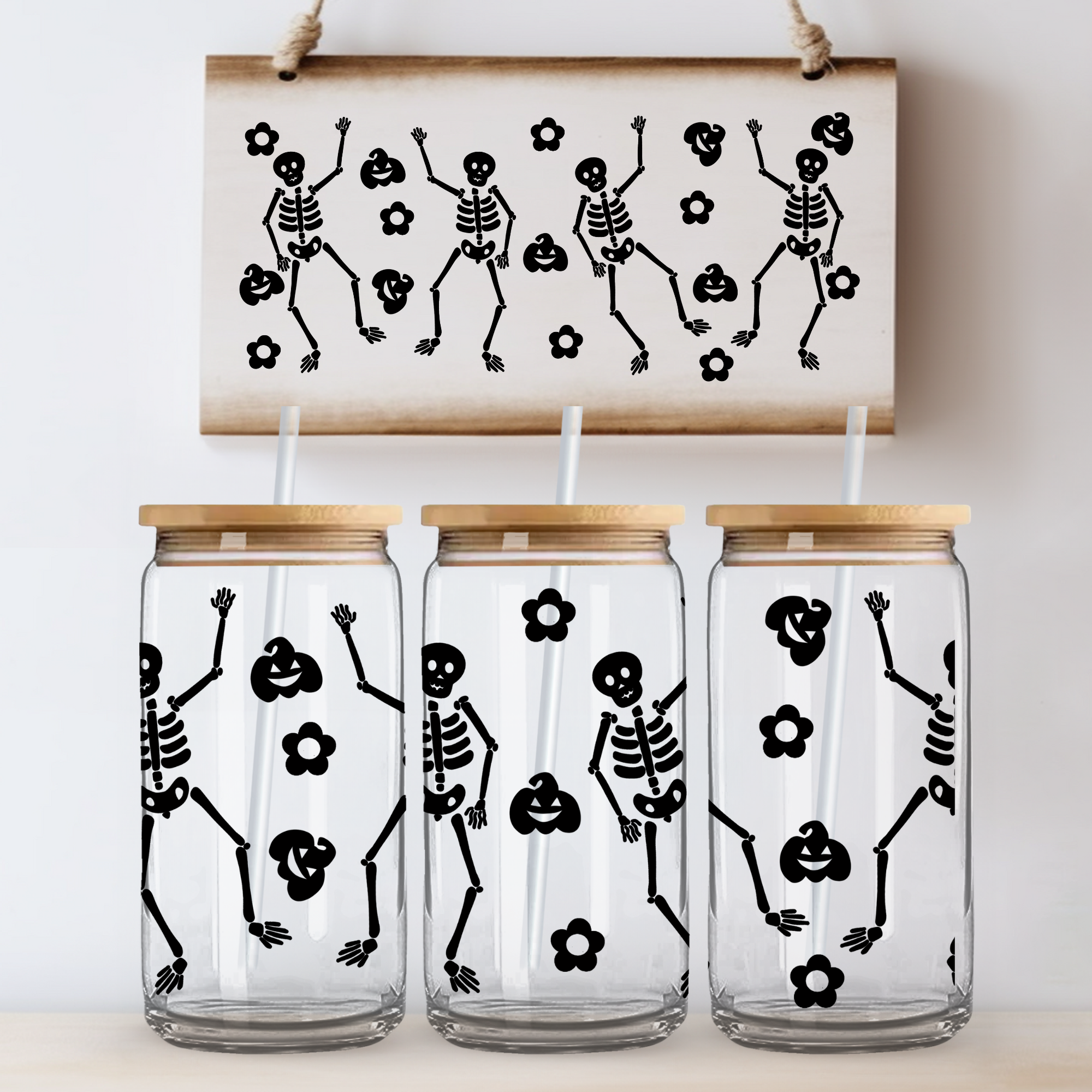 Skeleton glass cup