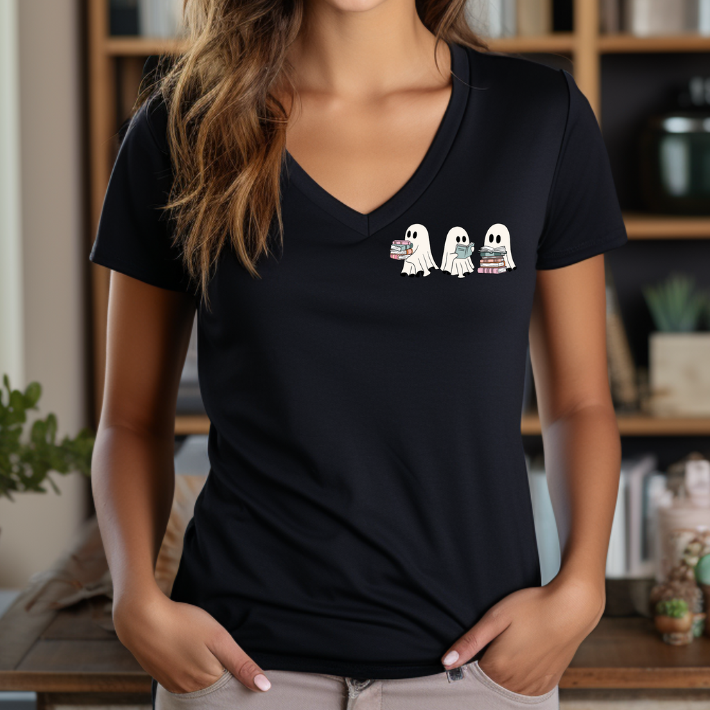 Ghosty Books V-Neck Tee