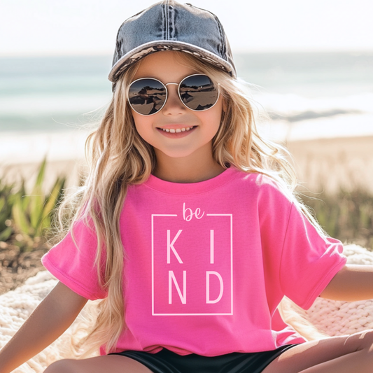 Youth/Toddler Pink T-shirt- -BE KIND