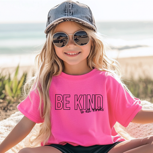 Youth/Toddler Pink T-shirt "be Kind to all kinds"