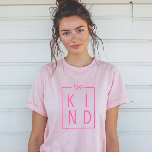 Adult Pink T-shirt - BE KIND