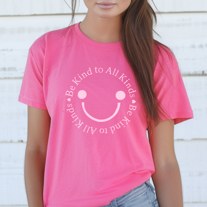 Adult Pink T-shirt - happy face