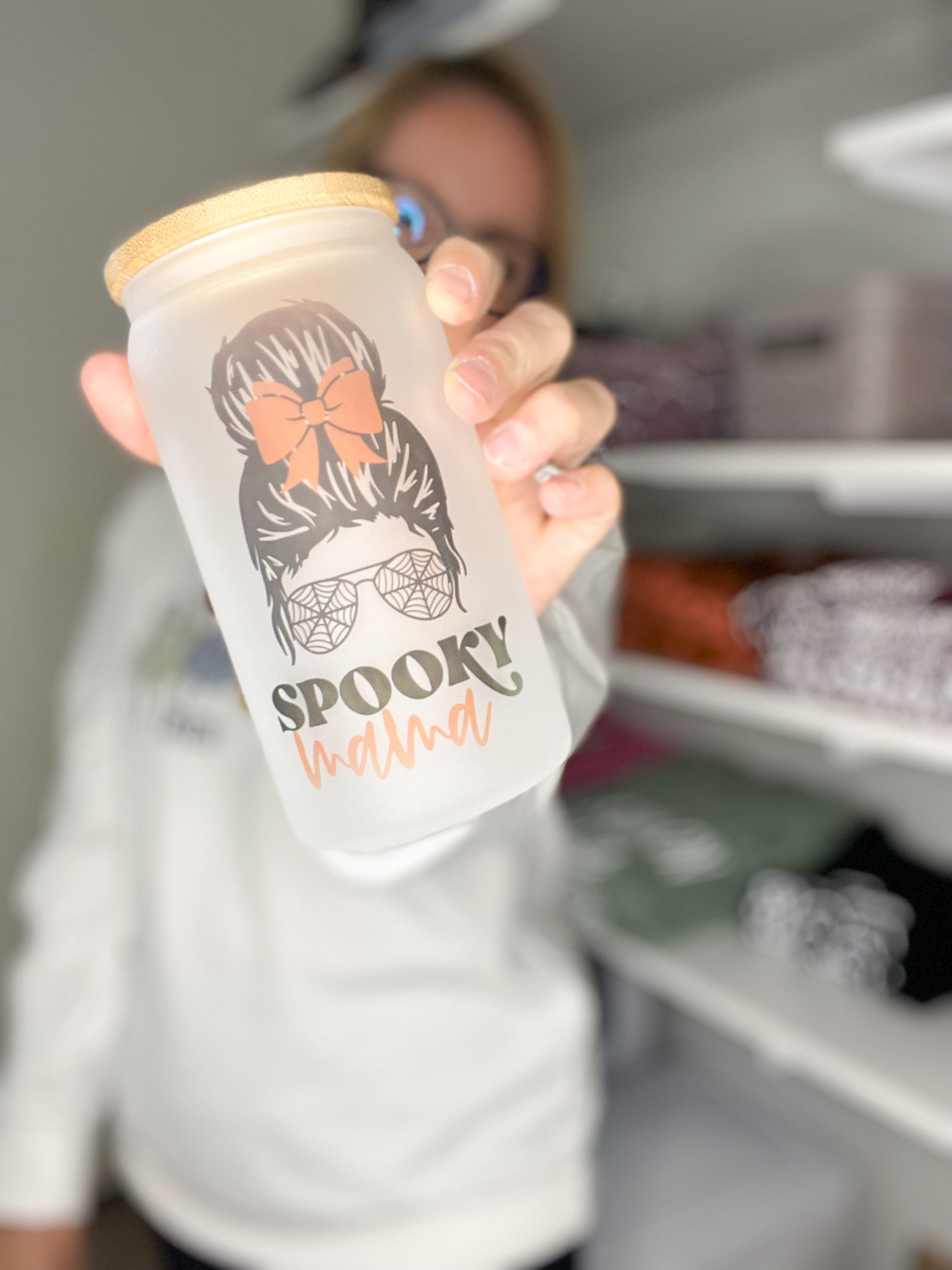Spooky Mama glass cup