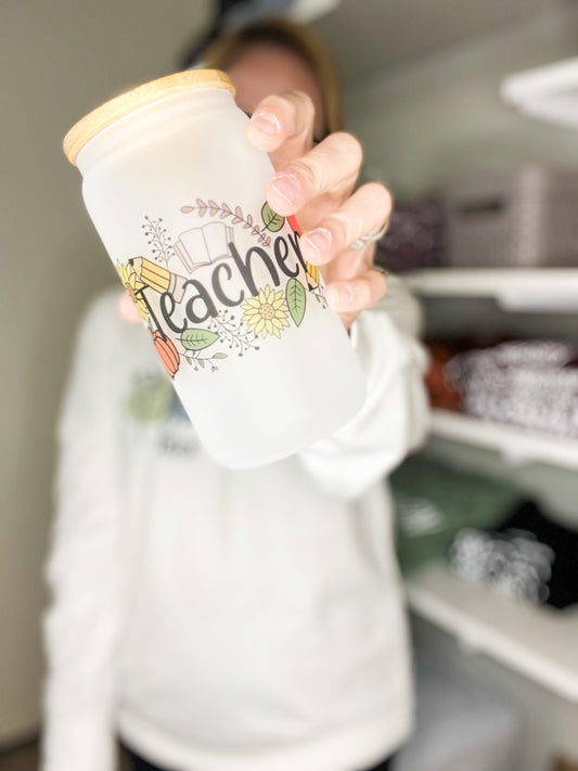 teacher glass cup