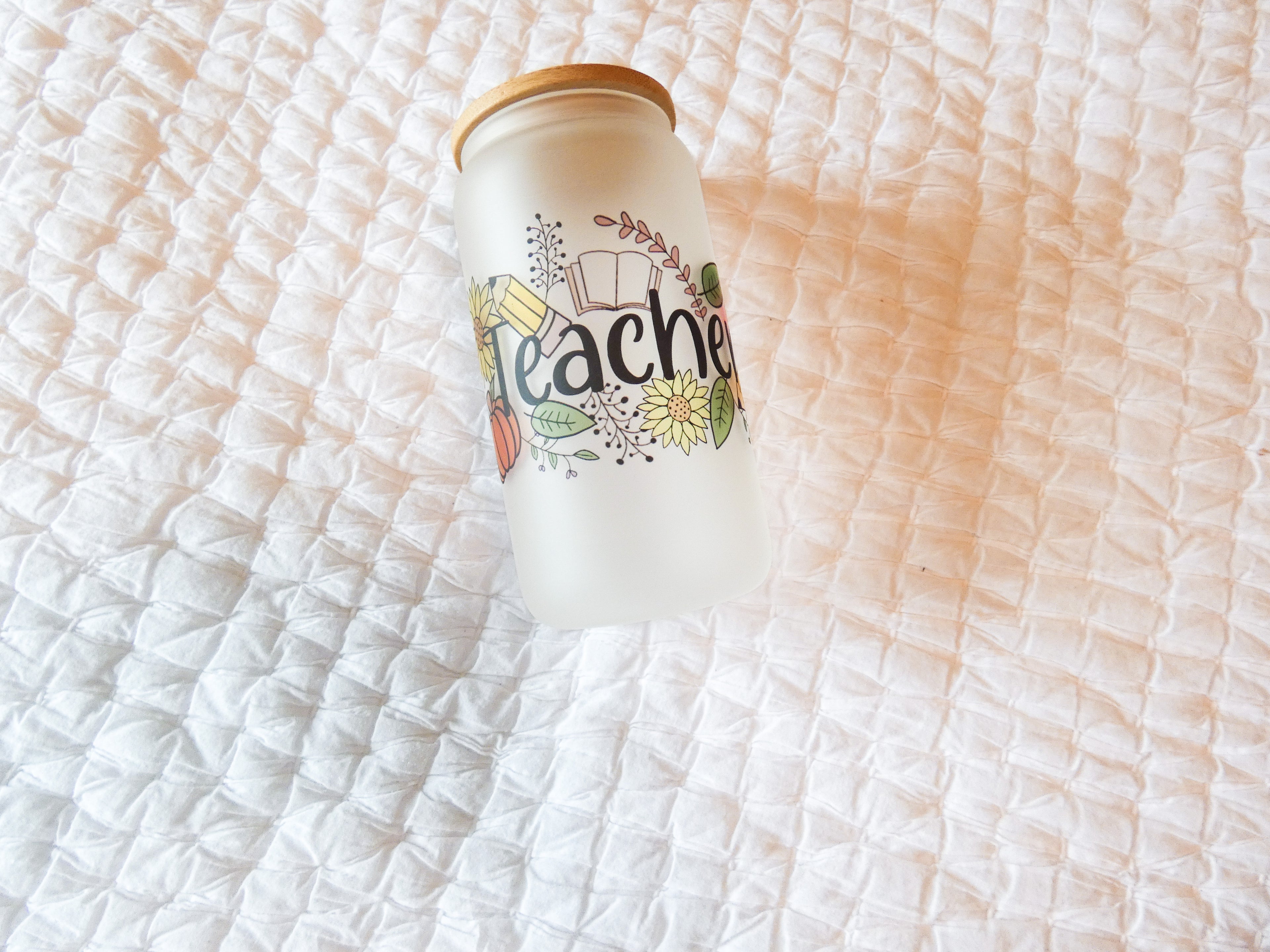 teacher glass cup
